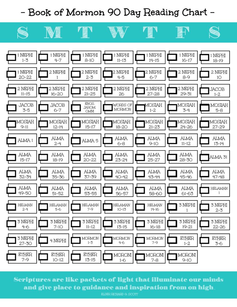 Book Of Mormon 6 Month Reading Chart